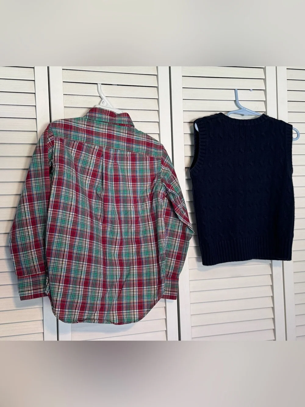 Ralph Lauren Button Down Shirt with Polo Ralph Lauren Navy V-Neck Sweater Vest
